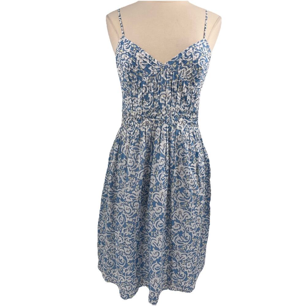 Tocca Blue and White Midi Dress